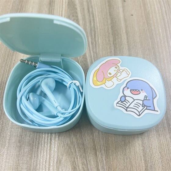 高颜值有线耳机收纳盒圆插口通用OPPO 华为 vivo小米苹果可爱耳机