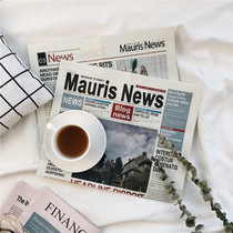 Flower wrapping paper ins Wind old English newspaper retro gourmet photography ornaments Net red picnic props supplies