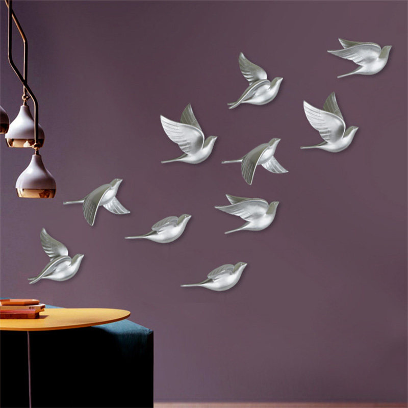 New Chinese style stereo simulation bird wall hanging TV background wall decoration creative living room porch wall decoration hanging decoration