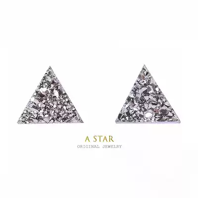 A STAR natural crystal cluster super flash earrings for men and women personality 925 sterling silver triangle geometry new trend Christmas autumn and winter