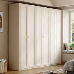French Cream Style European Pine Board Cabinet Wardrobe For Home Bedroom Small Apartment Modern Minimalist Cabinet Finished Large Wardrobe