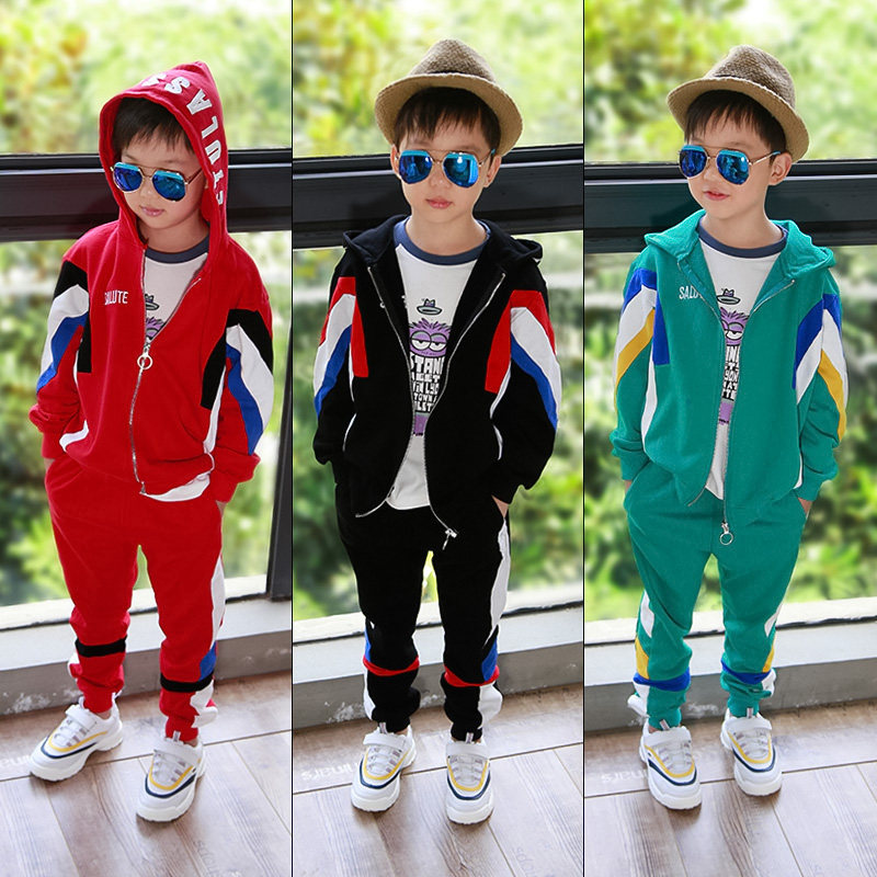Boys' autumn suits new Korean version of the tide baby middle and large children's clothing children's spring and autumn leisure sports suit