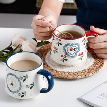 Kumagaya group cute cherry ceramic mug Home drinking cup Couple cup Teacup Childrens office coffee cup