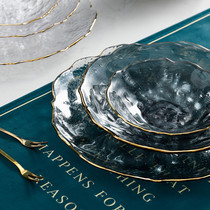 Kumagaya group Japanese irregular glass fruit plate Salad bowl Large creative household living room snack fruit plate plate