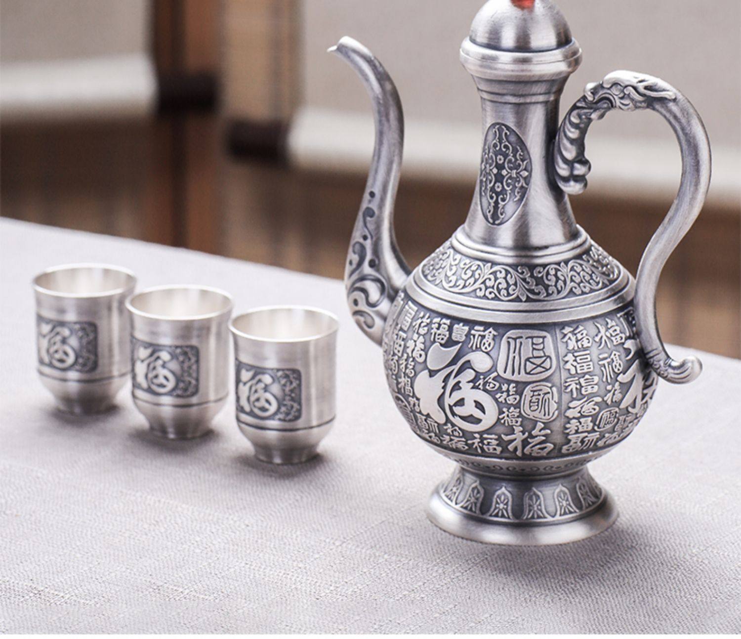 喬師傅手工做舊純銀999銀酒杯家用白酒杯烈酒杯小酒杯一口杯茶杯|酒杯