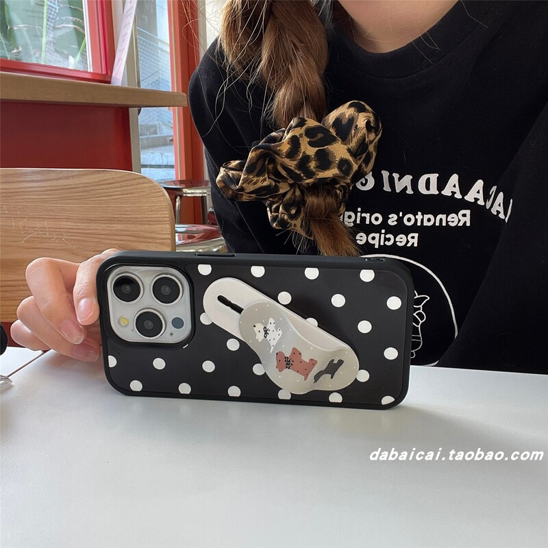 ins Polka Dot Puppy Stand Case for Apple 16/18 Pro Max Phone Case iPhone 15 New Model 14 Pro Girly 13 High-End Feel 12 Full Coverage 17 Pro Creative Shockproof Niche Personality ins Polka Dot Puppy Stand Case for Apple 16/18 Pro Max Phone Case iPhone 15 New Model 14 Pro Girly 13 High-End Feel 12 Full Coverage 17 Pro Creative Shockproof Niche Personality