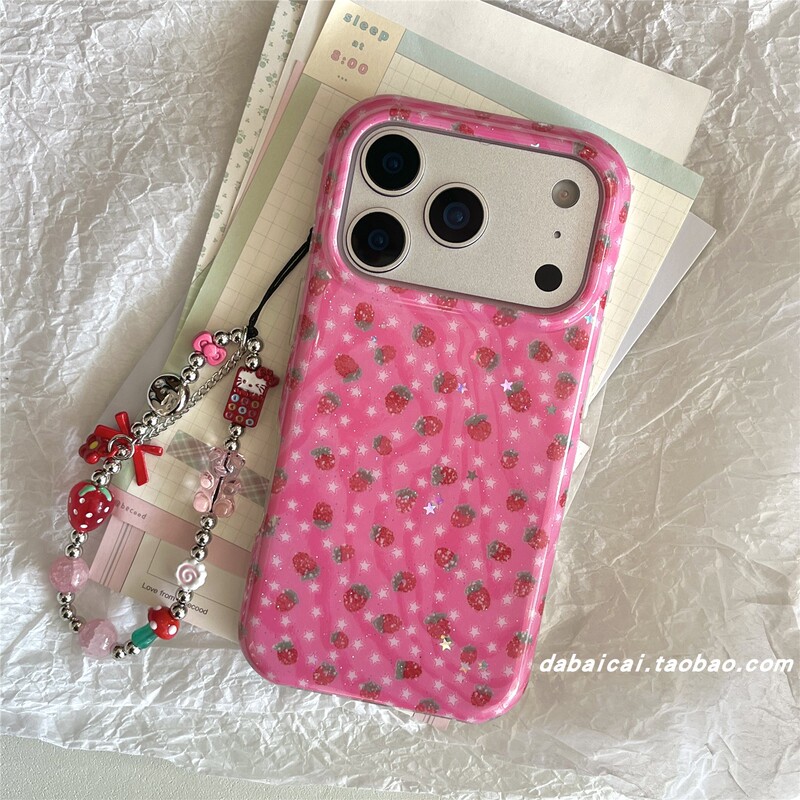 Korean-Style Pink Star Strawberry Phone Case Suitable for Apple 17 Pro Max, iPhone 16 New Model 15 Pro, Girly 14, High-End 13, Full Coverage 16 Pro, Creative Anti-Drop Niche ins with Bracelet Korean-Style Pink Star Strawberry Phone Case Suitable for Apple 17 Pro Max, iPhone 16 New Model 15 Pro, Girly 14, High-End 13, Full Coverage 16 Pro, Creative Anti-Drop Niche ins with Bracelet