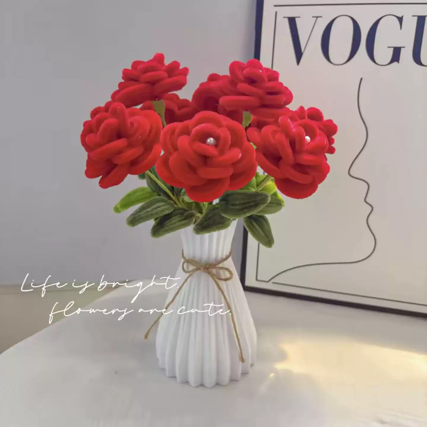 浪漫圈圈玫瑰花扭扭棒手工diy材料包加密创意毛绒