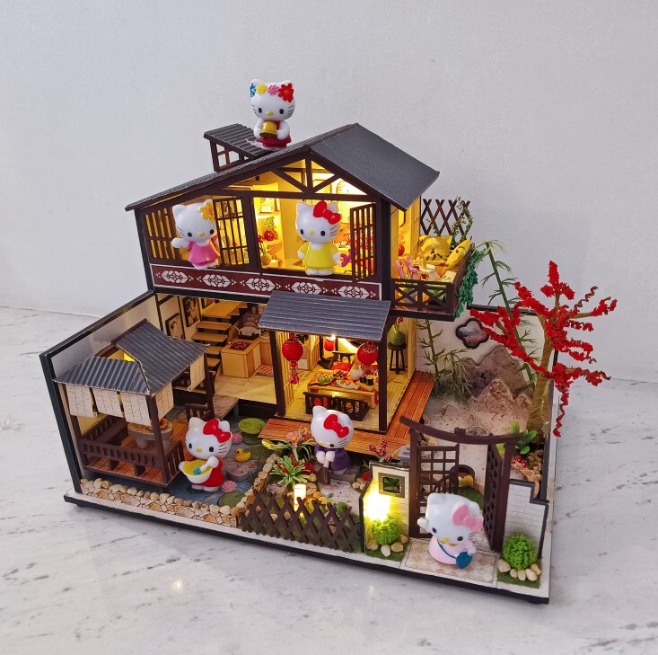Hello Kitty 3, Tianyu DIY Villa Cabin Blind Box Figurine Gift for Girlfriend, Birthday and Holiday Gift