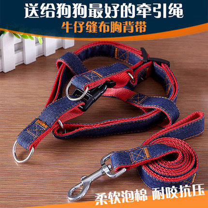 Pet fashion cowboy dog ​​traction rope dog chain walking dog rope collar cat rope small, medium and large teddy cat