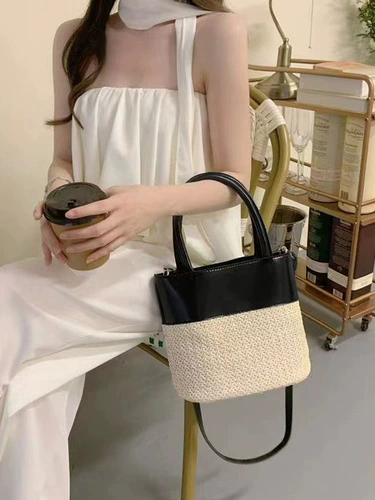 Ведро, небольшая дизайнерская портативная сумка, соломенная летняя корзина, коллекция 2023, премиум класс