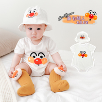 Luca mom bread Anpanman Male and female childrens bag fart clothes triangle climbing clothes Summer infants and young children 3-18 months short-sleeved T-shirt suit