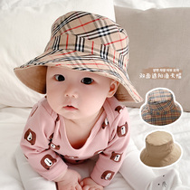 Luca mom spring and autumn new plaid double-sided baby visor fisherman hat childrens sunscreen sun hat 6-12 months 2 years old