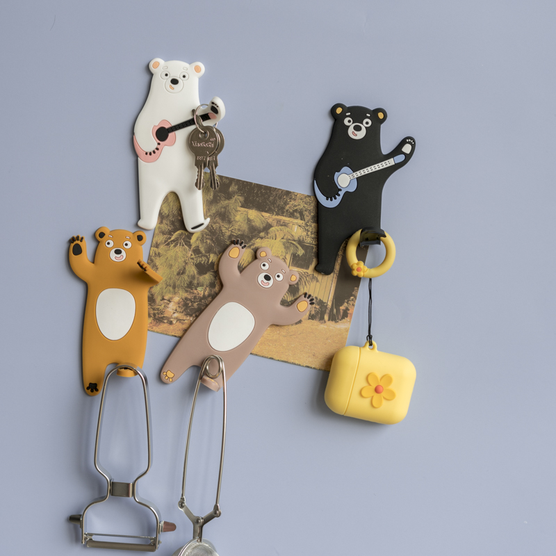 Cartoon Animal Fridge Sticker Soft Glue Hook Creative Personality Magnet Cute Bear Refrigerator Decorative Magnetic Sticker Hanging Key