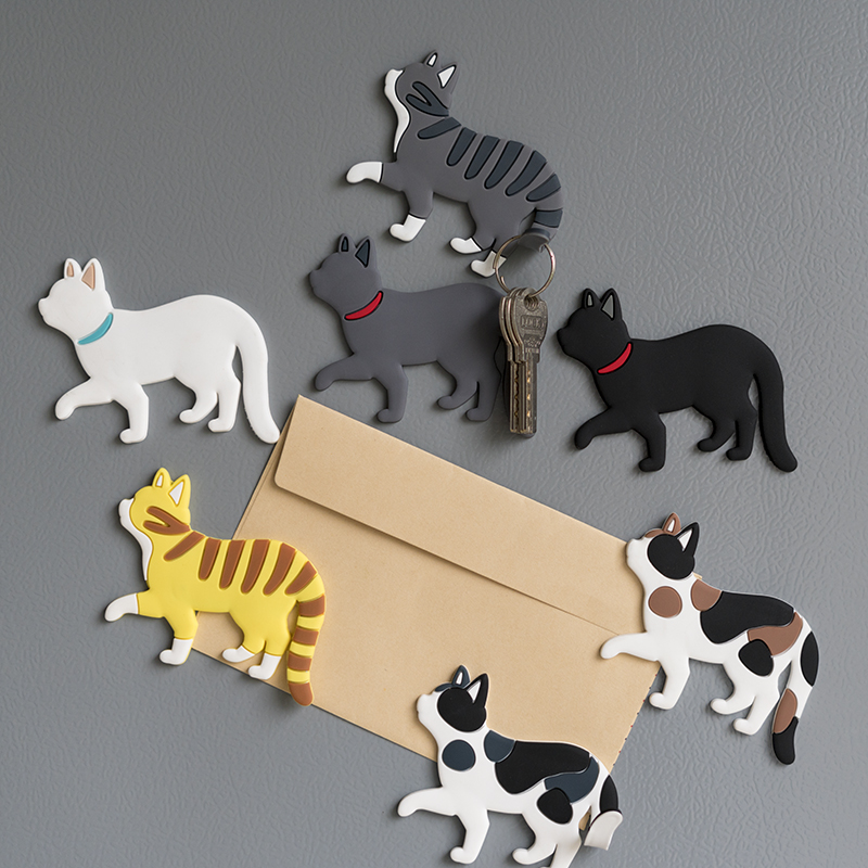 Day Style Cartoon Fridge Sticker Magnetic Sticker Hook Silicone Cat Cute Personality Creative Walking Cat Tail Hook