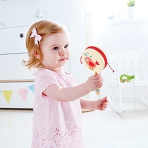Hape newborn rattle 0-6 months baby toy 0-1 year old baby newborn wave drum wooden