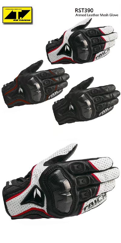 Găng tay chống ngã Nhật Bản Racing RS- RST390 Full Leather Punch Carbon Fiber Racing Găng tay - Xe máy Rider thiết bị