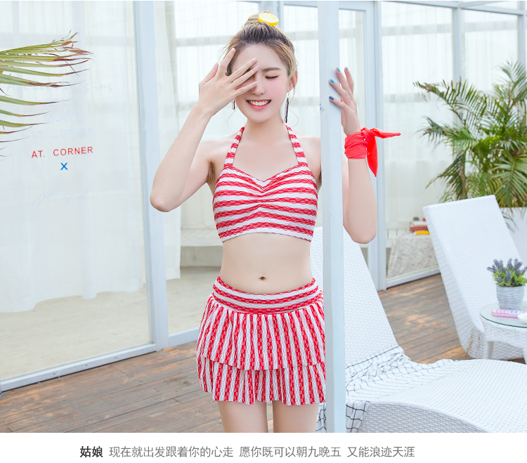 Bộ bikini ba mảnh loại váy góc phẳng chia thể thao kem chống nắng áo sexy nữ mỏng áo tắm 	áo bơi 2 mảnh