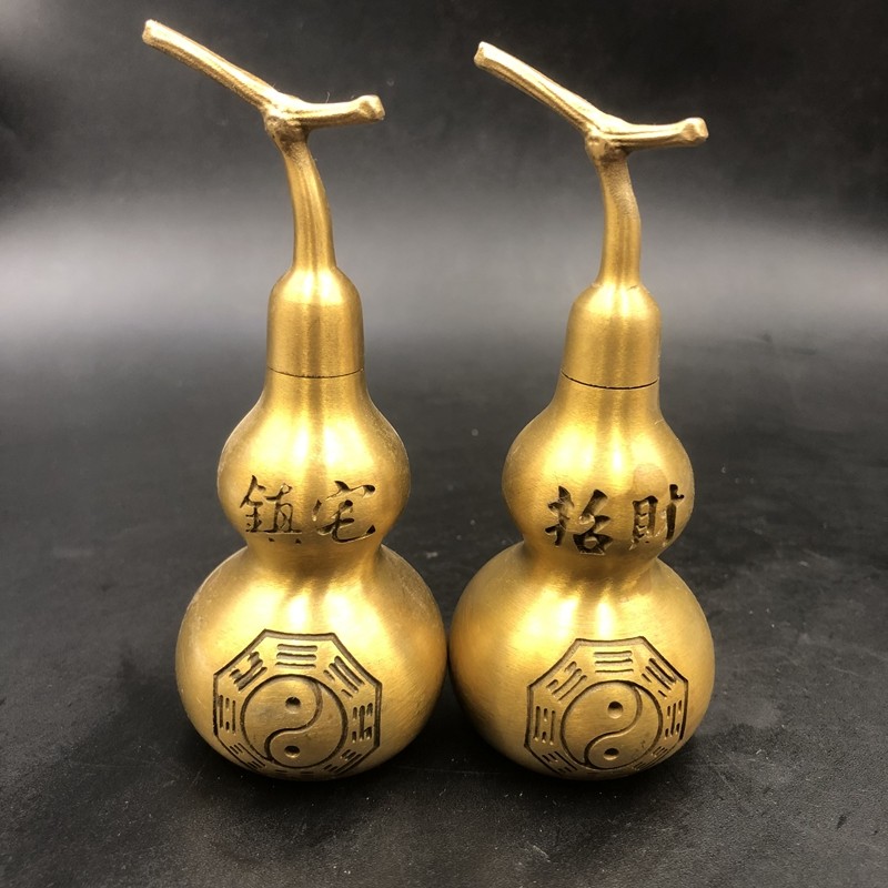 Ancient play miscellaneous plinth Pendulum Pieces Bronze Gourd Home Craft Decorations Bronze Ware Pair of Price Small Number