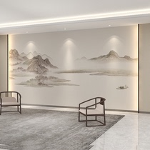 New Chinese style ink landscape painting wall panel living room bedroom TV background wall panel carbon crystal rock panel sofa integrated panel