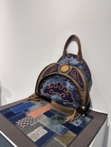Ethnic style handmade niche backpacks patchwork and leather one by one