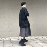 Осенняя юбка, 2019, в корейском стиле, высокая талия, свободный крой, А-силуэт