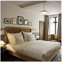 Moyu Nordic solid wood rattan bed Nordic retro rattan art pure solid wood 1 8m double bed rattan bed in the master bedroom