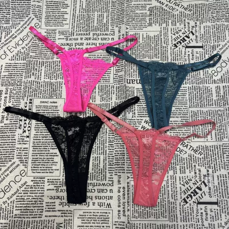 Регулируемый пояс, прозрачное нижнее белье, кружевные sexy штаны, европейский стиль, на эластичной ленте, тонкий ремешок, плюс-сайз