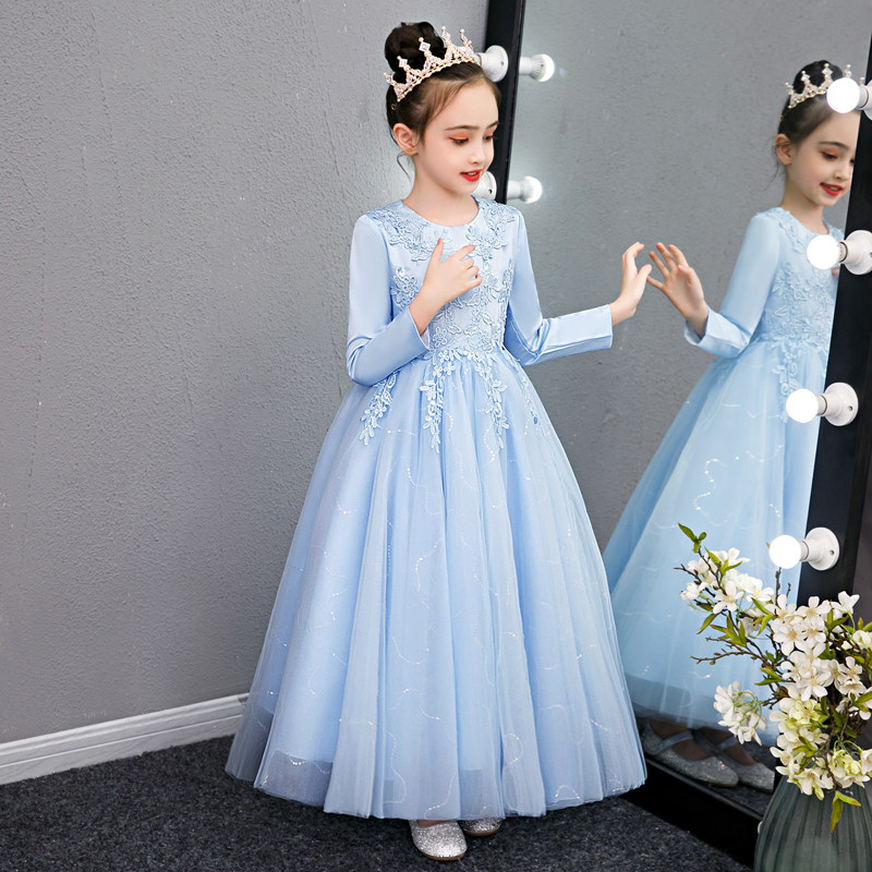 Girls spring dress Western style princess skirt small host girl dress flower girl wedding costume children's skirt