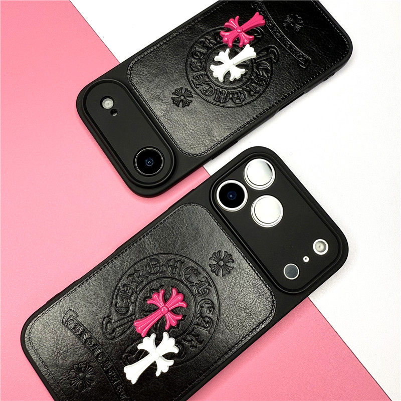 Apple 16 pro max's new favorite streetwear accessory! chrome hearts  leather phone case: where vintage meets edgy