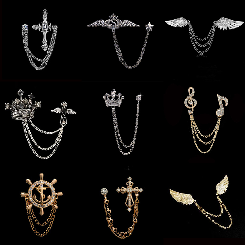 Korean Style Versatile Brooch for Women, British Style Men's Brooch, Suit Accessories, Tassel Chain Coat Pin