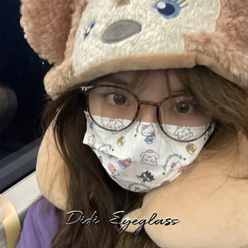 Xiaohongshu Same Style Tr Glasses for Nearsightedness, Customizable Prescription, Ultra-Light Cold Tea Color Eyeglass Frames, Round Frame, Blue Light Blocking, Trendy for Men and Women