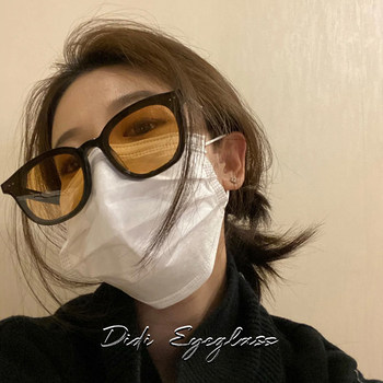 Retro Sunglasses for Women, High-End ins, Anti-Uv, Round Face, Internet Celebrity Street Photography, Tea Yellow Sunglasses, Glasses for Men, Trendy