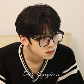 Retro Anti-Blue Light Black-Framed Glasses, a Makeup-Free Magic Tool for Big Faces, Slimming Square Frames, Can Be Fitted with Prescription Lenses, Trendy for Men