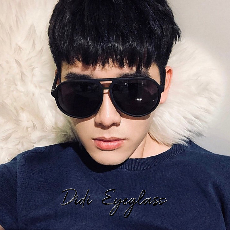 Pilot-Style Men's Polarized Sunglasses, Korean Style, Large Round Frame, Aviator Style, Face-Slimming, Uv Protection, Driving Sunglasses