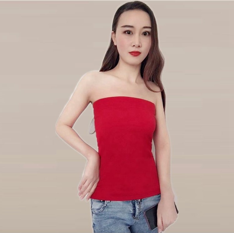 Tube top đồ lót nữ áo cotton quây chống ánh sáng cơ sở dài phần quấn ngực áo trắng dây đeo mùa đông áo lót dây