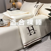 Summer washable true silk ice silk embroidered summer cool by four sets of summer naked sleeping cool air conditioning quilted by thin quilt