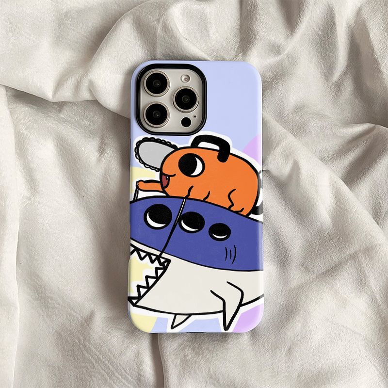 Japanese Anime Chainsaw Man Cute Iconic Scene Pimbochita Two-In-One Film Phone Case Suitable for Apple and Huawei