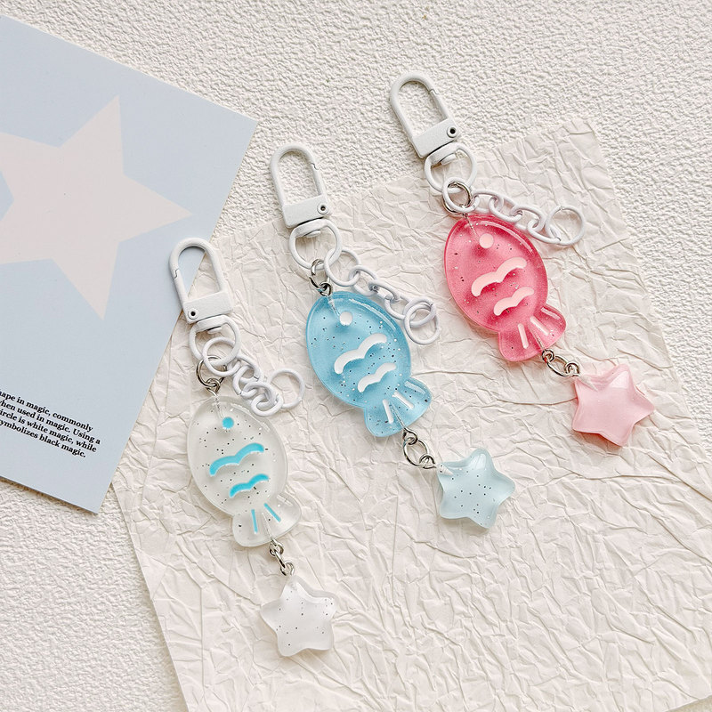 Puzzle Bead Keychain Transparent Small Fish Taiyaki Keychain DIY Bag Pendant Puzzle Bead Keychain Transparent Small Fish Taiyaki Keychain DIY Bag Pendant