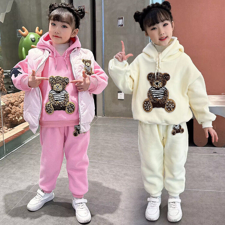 恩童三件套装加绒深秋冬装,2024新款儿童时髦加厚冬季大_JK制服_淘宝游戏网