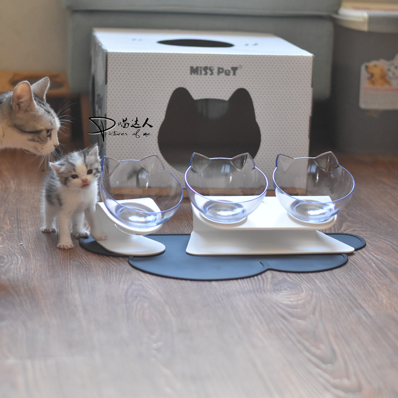 Cat Bowl Kitty Slop Lip Cat Face Transparent Bowl Kitty Single Bowl Cat Food Basin Double Bowl Dog Bowl Dog Bowl Cute Cat Head Bowl