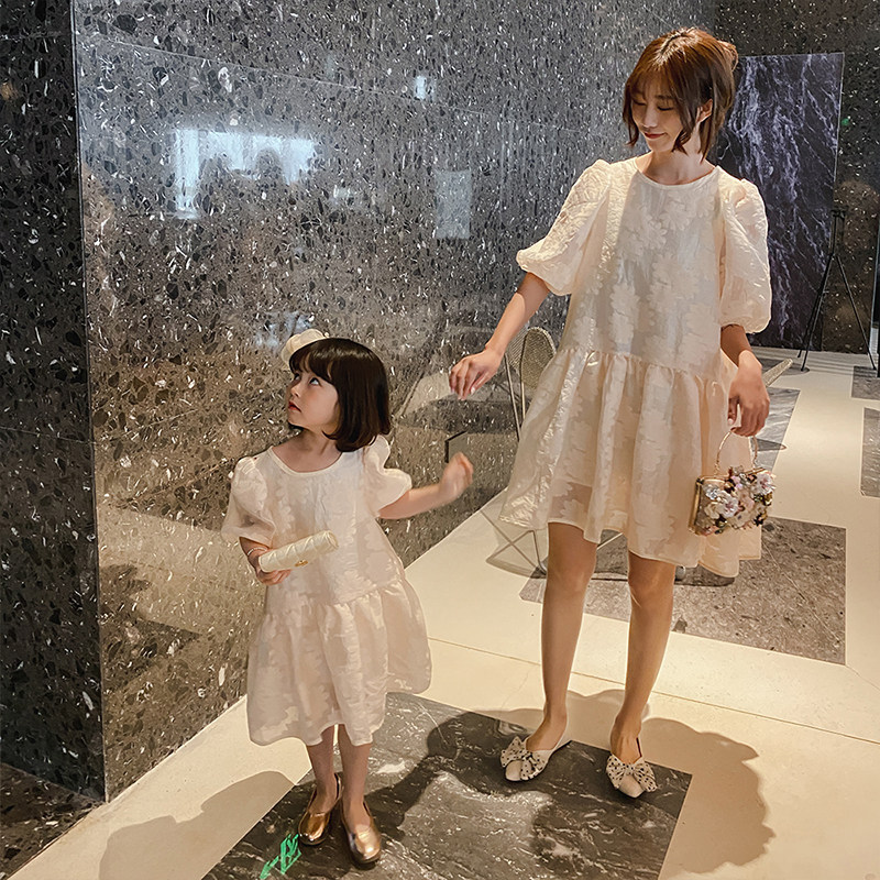 Net Red Ocean pro-Dress Summer Dress 2022 New Korean Version Fashion Mother Women Dress Lace Bubble Sleevy Princess Dress