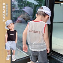 Childrens clothing Childrens net cloth breathable cool vest Summer thin Ocean Atmosphere Boy Sleeveless T-shirt Small Baby Boomer Blouse