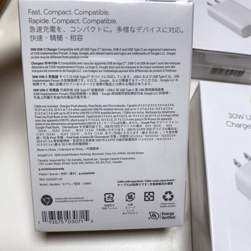 Google Google 30W USB-C Официальное зарядное устройство 45W Pixel 6/9 PHITYPE-C PD ПРЕДОСТАВЛЯЕМ