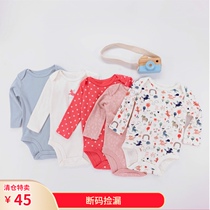 Breaking code special clothes newborn baby spring and autumn Long Sleeve 1 cotton female baby jumpsuit toddler triangle