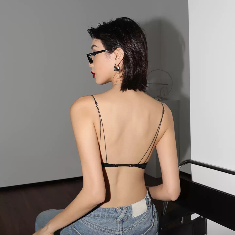 Victoria's Secret Sexy Backless Lingerie for Women, Summer Front-Clasp Push-Up Bra for Small Busts, French Triangle Cup, Spaghetti Strap Bra Set Victoria's Secret Sexy Backless Lingerie for Women, Summer Front-Clasp Push-Up Bra for Small Busts, French Triangle Cup, Spaghetti Strap Bra Set