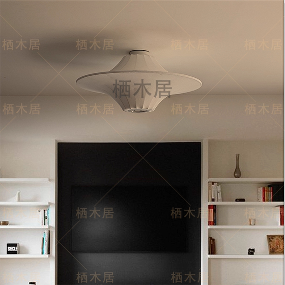 French-Style Vintage Ufo Silk Ceiling Lamp Chandelier Designer Model Japanese Wabi-Sabi Style Living Room Dining Room Bedroom Lighting Fixtures