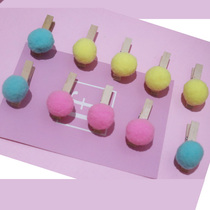 Girl heart color hair ball small wooden clip decoration creative photo storage clip ins net red background wall decoration props