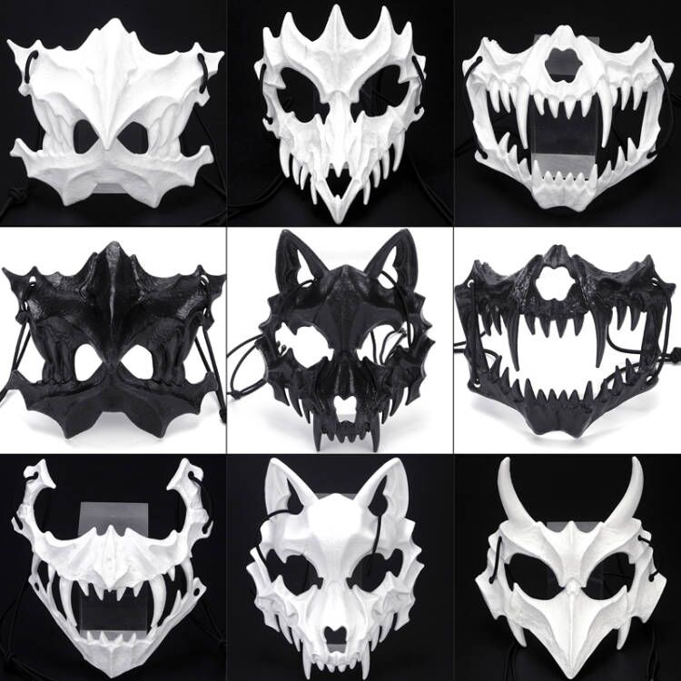 Halloween secondary $half face mask black Mengniu night fork Heaven dog man Wolf Mask Ball Show Cos Dress-Taobao