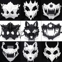 Halloween Second-half Face Mask Black Tigers Night Fork Sky Dog Man Wolf Mask Prom Show Cos Dress